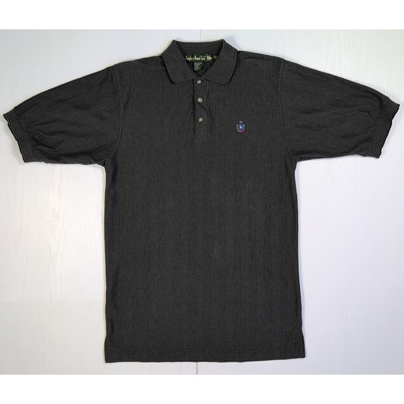Knights of Round Table Men’s L Tall Polo Shirt – Black Textured Short Sleeve - Picture 1 of 10